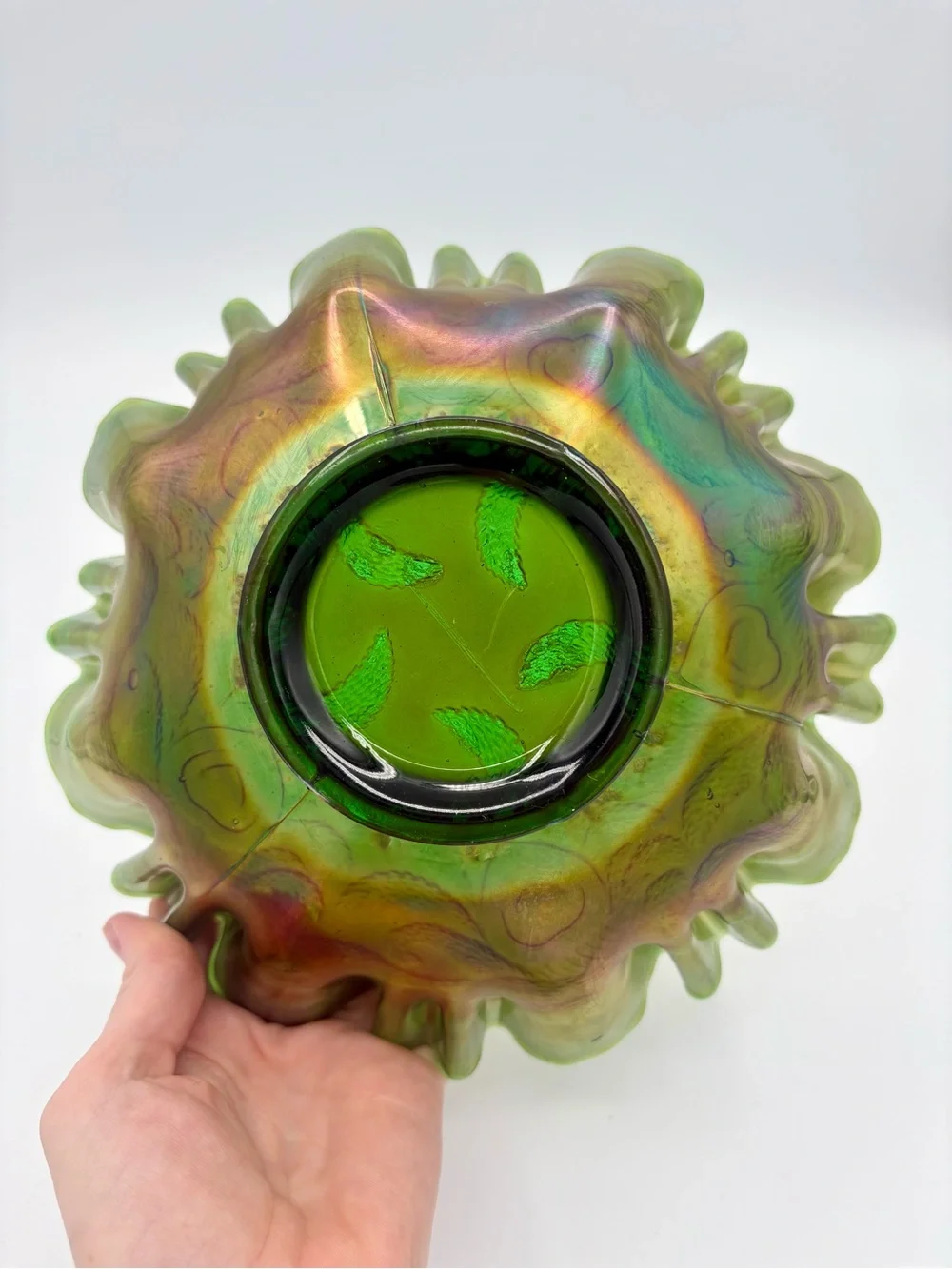 ❤️ANTIQUE FENTON Carnival Glass Heart And Vine Bowl Pre Logo Iridescent Gift